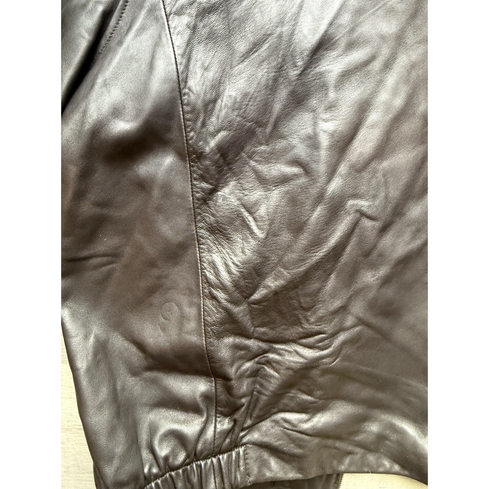 Brooks Brothers Leather Harrington Jacket Size XL Dark Brown/light Black Zip Up - Picture 16 of 16